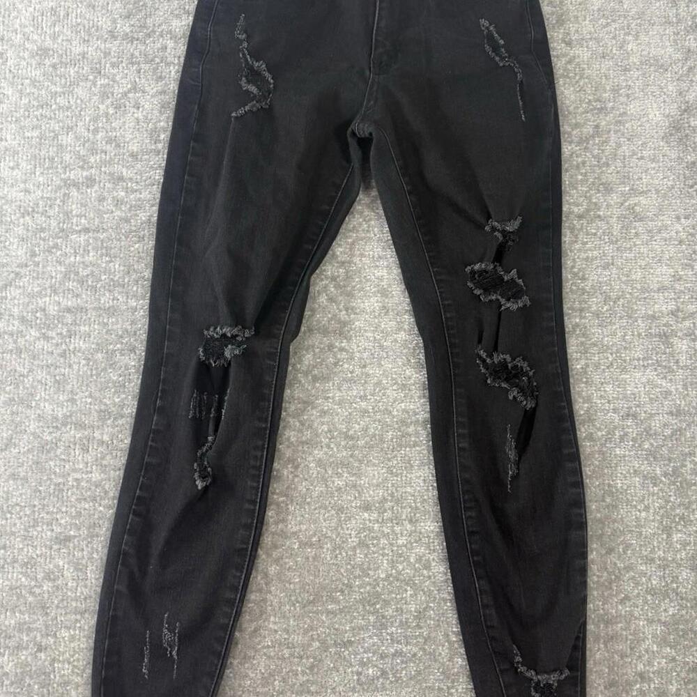 KANCAN Sz 1/24 Women’s Black MidRise Skinny Jeans Distressed